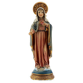 Sacro Cuore Maria base cielo statua resina 11 cm