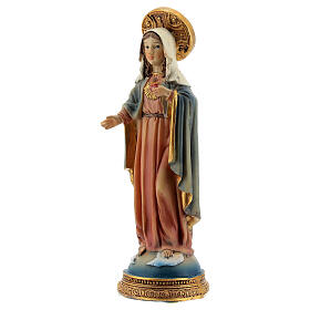 Sacro Cuore Maria base cielo statua resina 11 cm