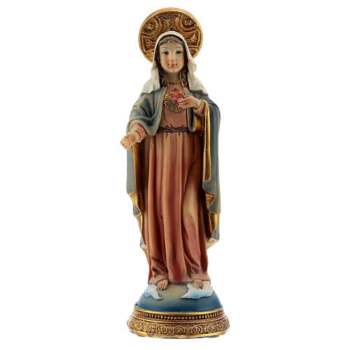 Sacro Cuore Maria base cielo statua resina 11 cm 1