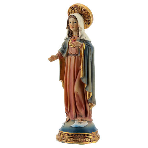 Sacro Cuore Maria base cielo statua resina 11 cm 2