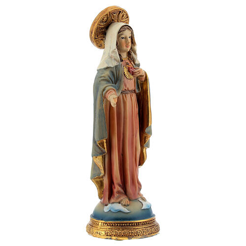 Sacro Cuore Maria base cielo statua resina 11 cm 3