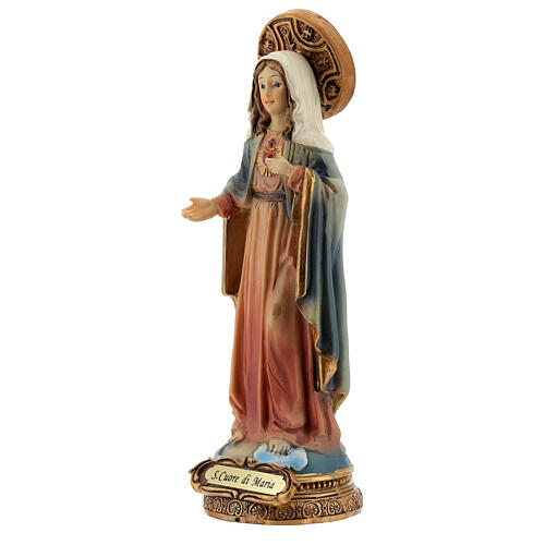 Estatua Sagrado Corazón María aureola dorada resina 15 cm 2