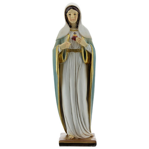 Corazón Inmaculado María vestidos blancos estatua resina 20 cm 1