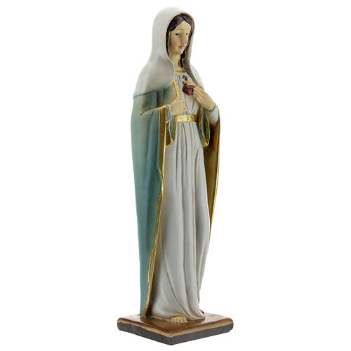 Cuore Immacolato Maria abiti bianchi statua resina 20 cm 3