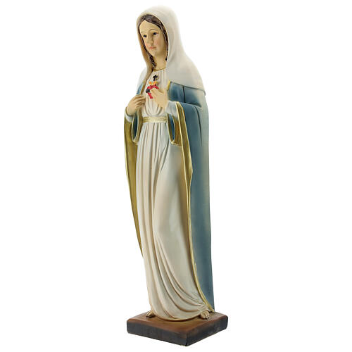 Estatua Sagrado Corazón de María velo blanco resina 30 cm 2