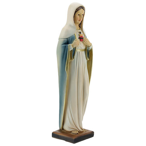 Estatua Sagrado Corazón de María velo blanco resina 30 cm 3
