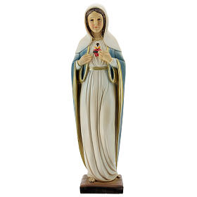Statue Sacré-Coeur de Marie voile blanc résine 30 cm