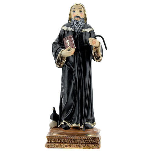 Saint Benoît de Nursie livre Règle statue résine 13 cm 1