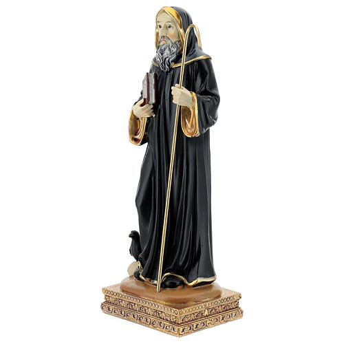 Statue Saint Benoît corbeau résine 21 cm 2