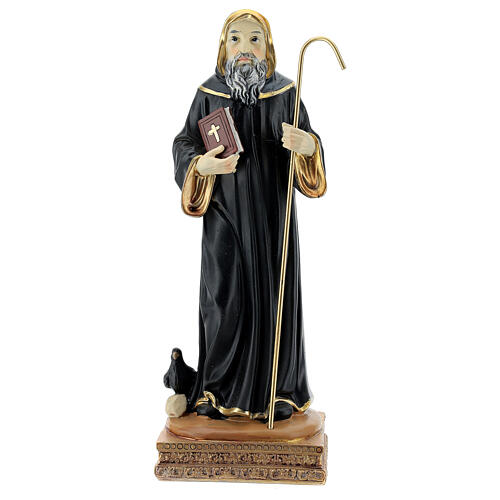 Statua San Benedetto corvo resina 21 cm 1