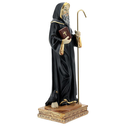 Statua San Benedetto corvo resina 21 cm 3