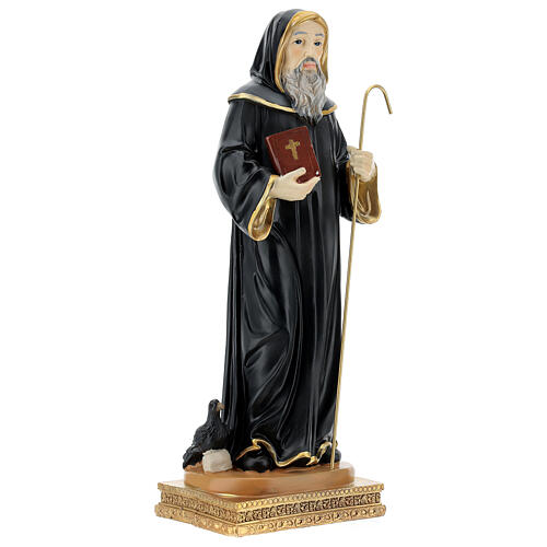 Saint Benoît Nursie habit noir corbeau statue résine 32 cm 4