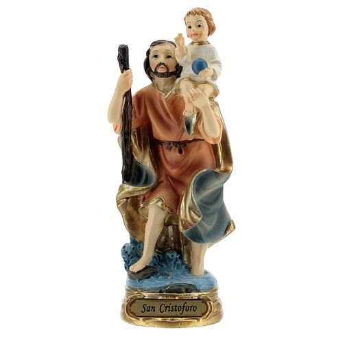 Statue Heiliger Christophorus, aus Kunstharz, 12 cm  1