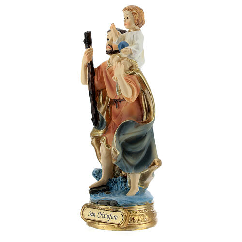 St Christopher statue with Child resin 12 cm 2