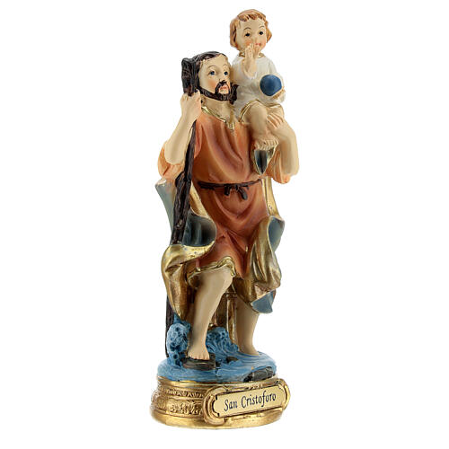 St Christopher statue with Child resin 12 cm 3