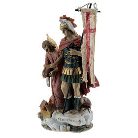 Statue, Heiliger Florian und Engel, ein Feuer löschend, Resin, 12 cm