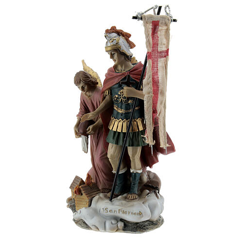 Statue, Heiliger Florian und Engel, ein Feuer löschend, Resin, 12 cm 2