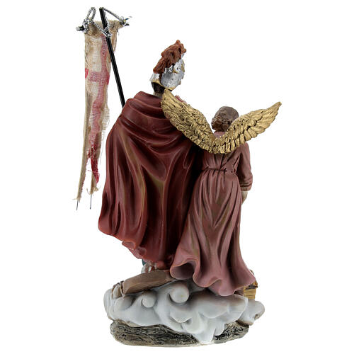 Statue, Heiliger Florian und Engel, ein Feuer löschend, Resin, 12 cm 4