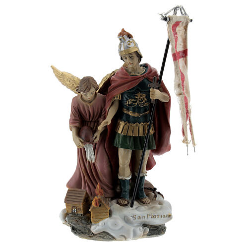 Saint Florian éteignant un incendie statuette résine 12 cm 1