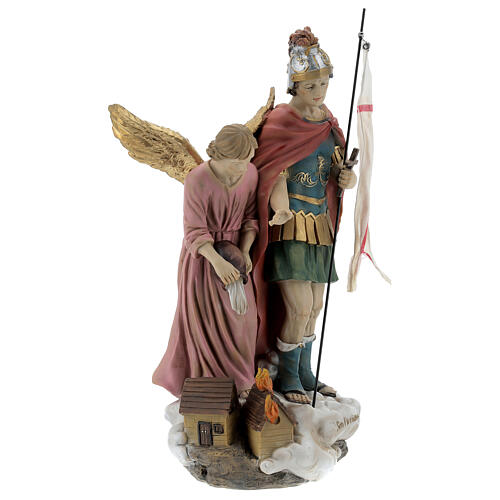 Statue, Heiliger Florian und Engel, ein Feuer löschend, Resin, 30 cm 4
