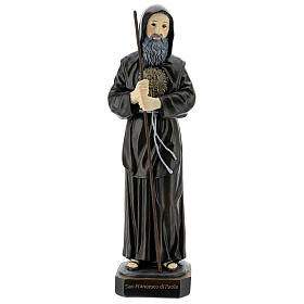 Statue of St Francis of Paola with staff in resin 30 cm