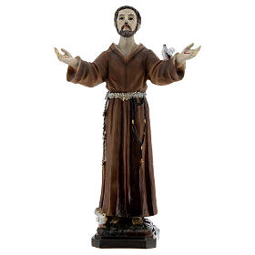 Saint François Assise colombe sur bras statue résine 12 cm