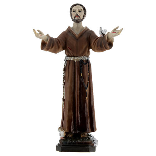 San Francesco Assisi colomba sul braccio statua resina 12 cm 1