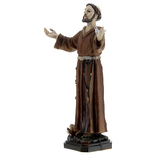 San Francesco Assisi colomba sul braccio statua resina 12 cm 2