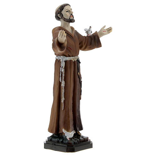 San Francesco Assisi colomba sul braccio statua resina 12 cm 3
