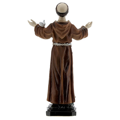 San Francesco Assisi colomba sul braccio statua resina 12 cm 4