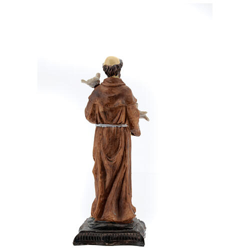 Estatua San Francisco Asís palomas cruz madera resina 20 cm 4