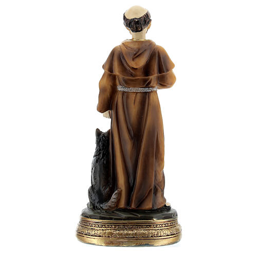 St Francis statue with cross wolf in resin 13 cm 4