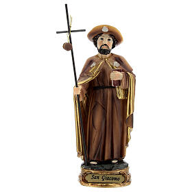 Estatua San Jaime Apóstol sombrero peregrino resina 12 cm