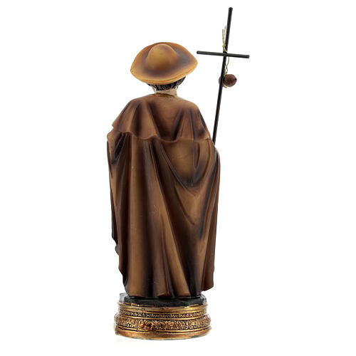 Statue Saint Jacques apôtre chapeau pèlerin résine 12 cm 4