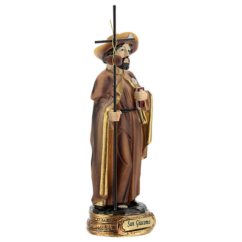 Statua San Giacomo Apostolo cappello pellegrino resina 12 cm 3