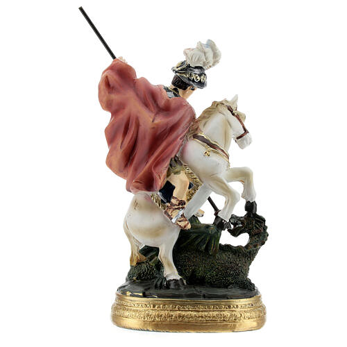 San Jorge mata dragón caballo blanco estatua resina 12 cm 4