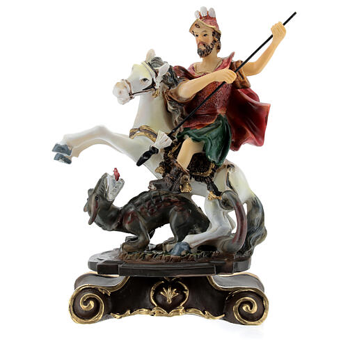 St George and the Dragon statue baroque base resin 14 cm 1