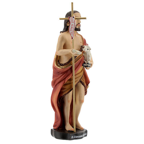 Statue aus Harz Johannes der Täufer mit Lamm, 15 cm 3