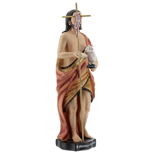 Statua San Giovanni Battista Ecce Agnus Dei resina 20 cm 3