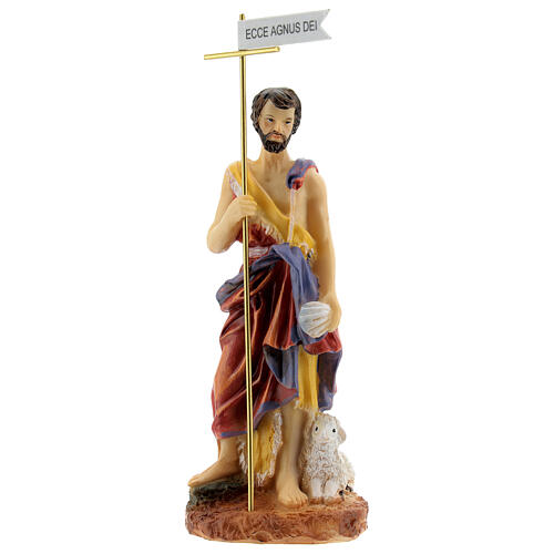 Statue aus Harz Johannes der Täufer mit Lamm Ecke Agnes Dei, 12,5 cm 1