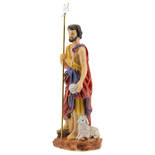 Statue aus Harz Johannes der Täufer mit Lamm Ecke Agnes Dei, 12,5 cm 2