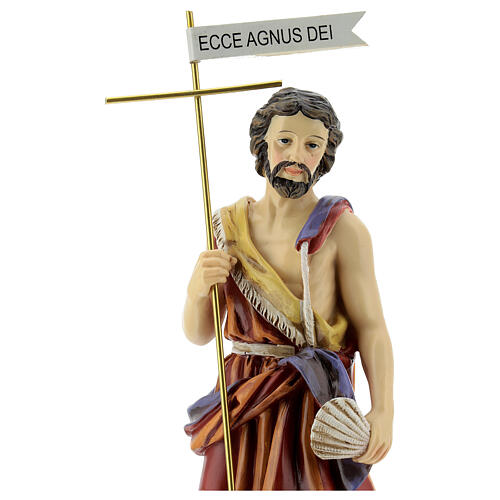 Estatua Bautista Ecce Agnus Dei cruz resina 30 cm 2