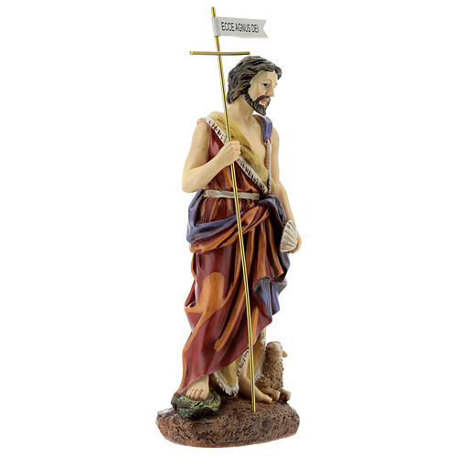 Estatua Bautista Ecce Agnus Dei cruz resina 30 cm 4
