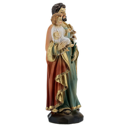 Statue Saint Joseph avec Enfant Jésus lys résine 15 cm 3