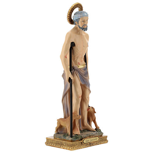 San Lázaro mendigo perros estatua resina 32 cm 4