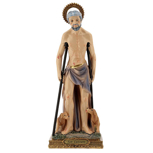 Saint Lazare mendiant chiens statue résine 32 cm 1