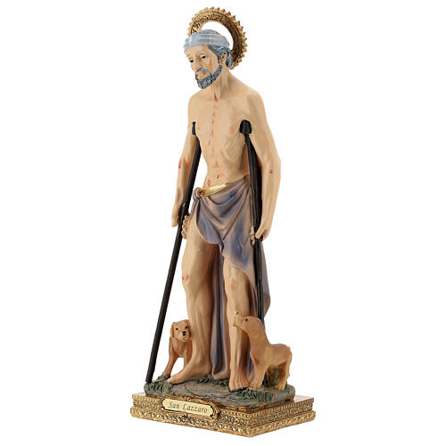 Saint Lazare mendiant chiens statue résine 32 cm 3