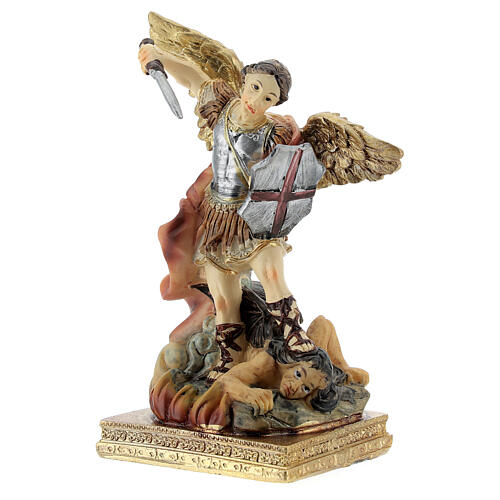 San Miguel Arcángel espanta el demonio estatua resina 10 cm 2