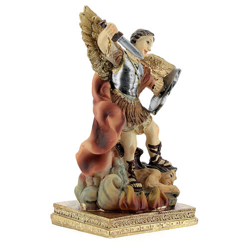 San Miguel Arcángel espanta el demonio estatua resina 10 cm 3