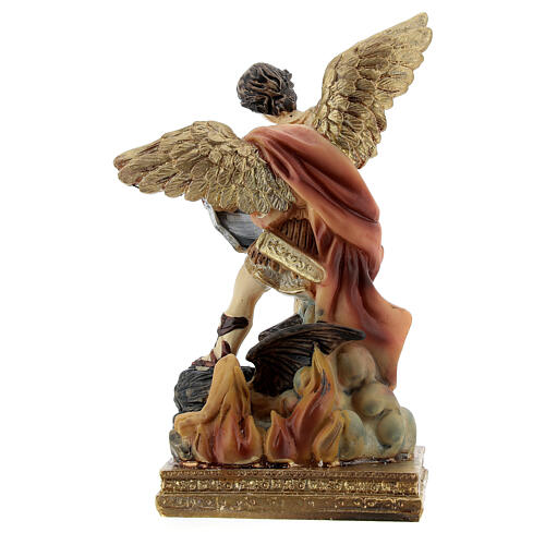 San Miguel Arcángel espanta el demonio estatua resina 10 cm 4